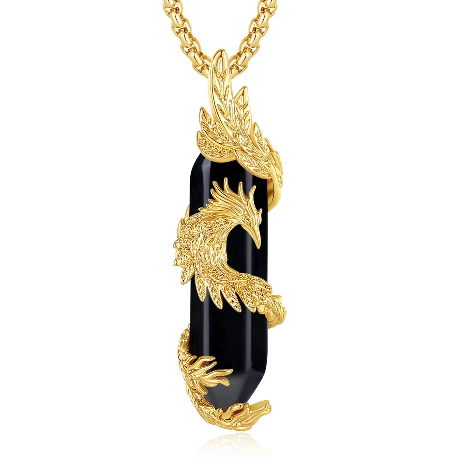 Necklace Obsidian Phoenix  Amethyst Carnelian Turquoise White crystal Healing Stone Pendant Spiritual