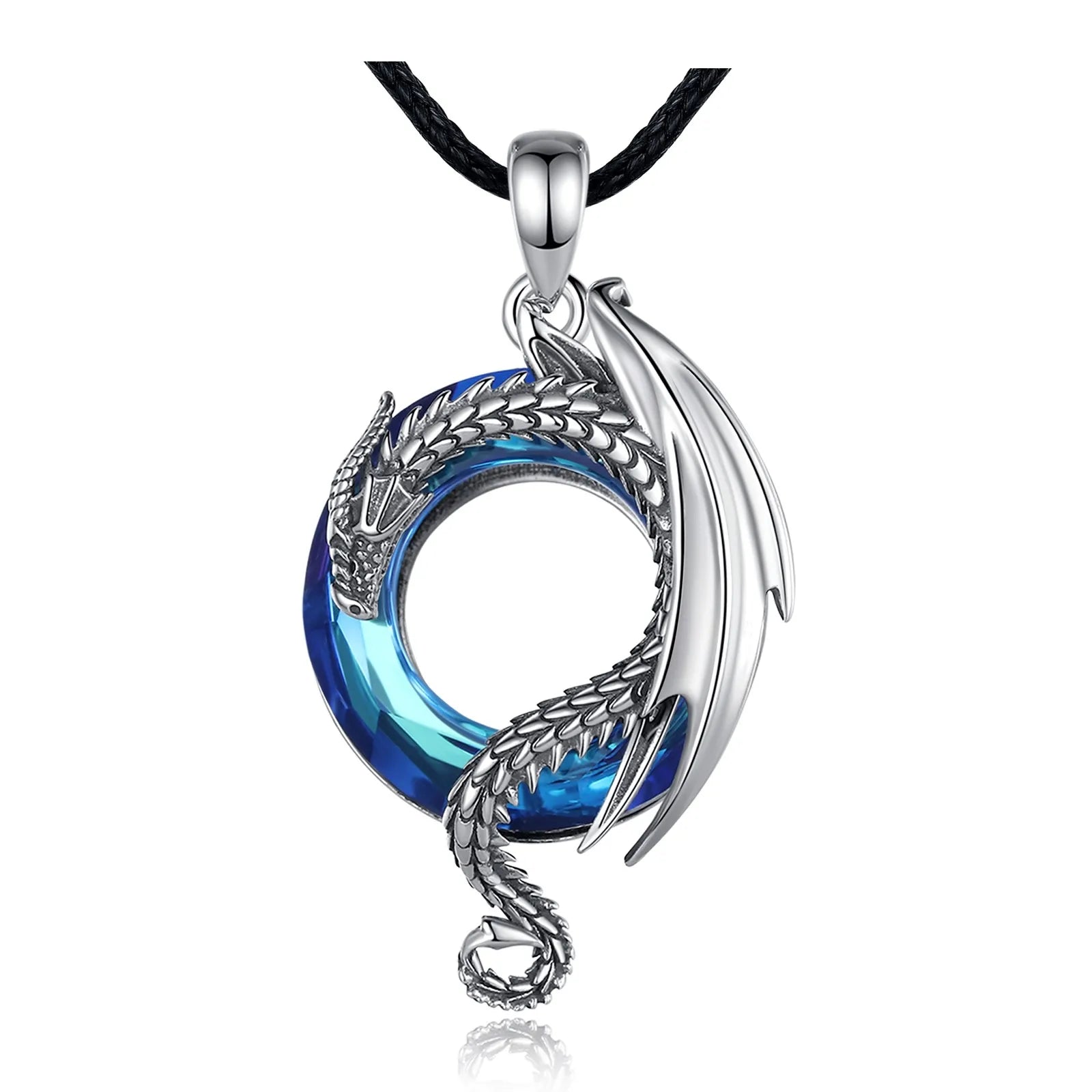 Neckalce 925 Sterling Silver Dragon  for Women Luxury Austrian Crystal Cool Dragon Trendy Jewelry