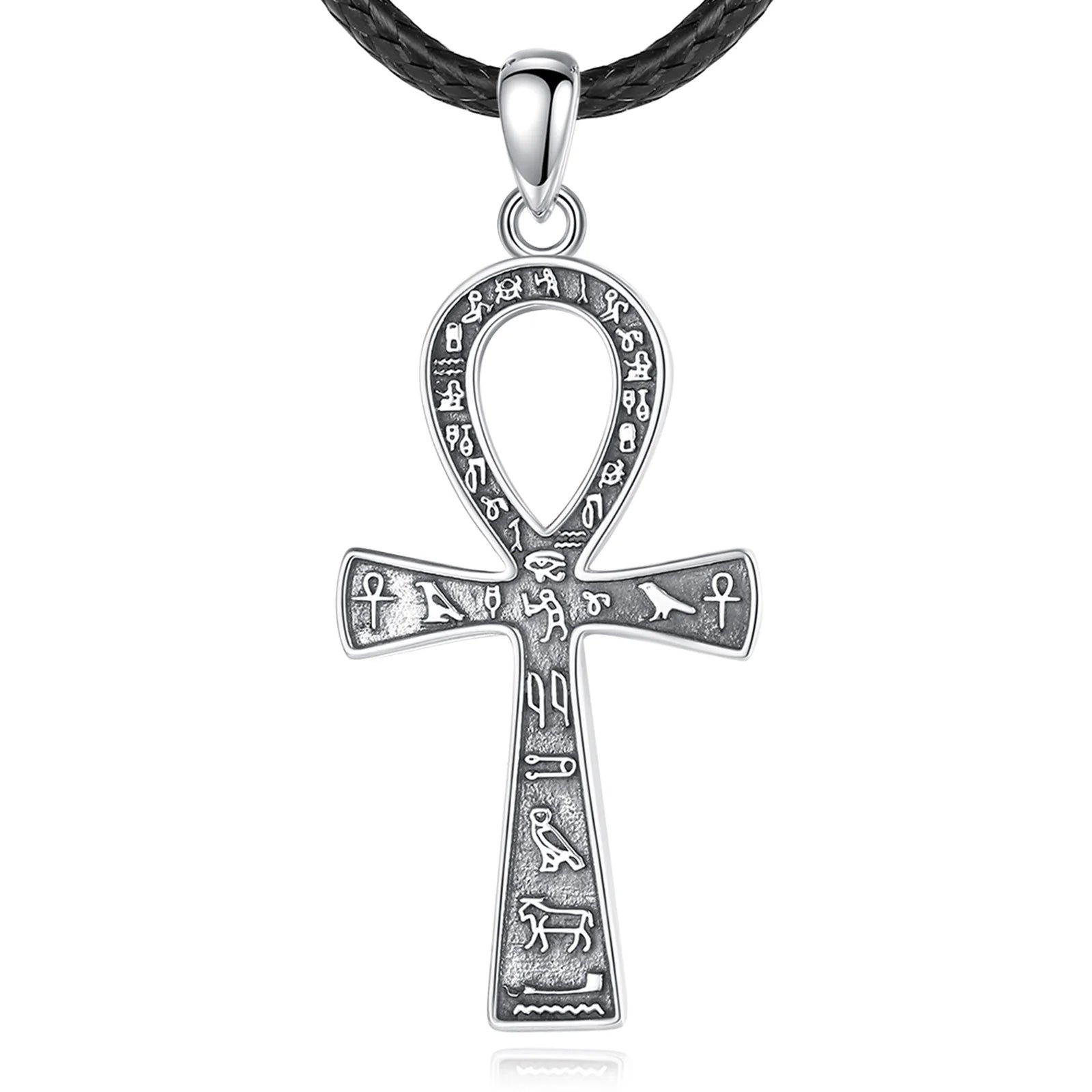 Necklace for Women Man 925 Sterling Silver Ancient Egyptian Cross  Fine Ankh Cross Amulet Pendant
