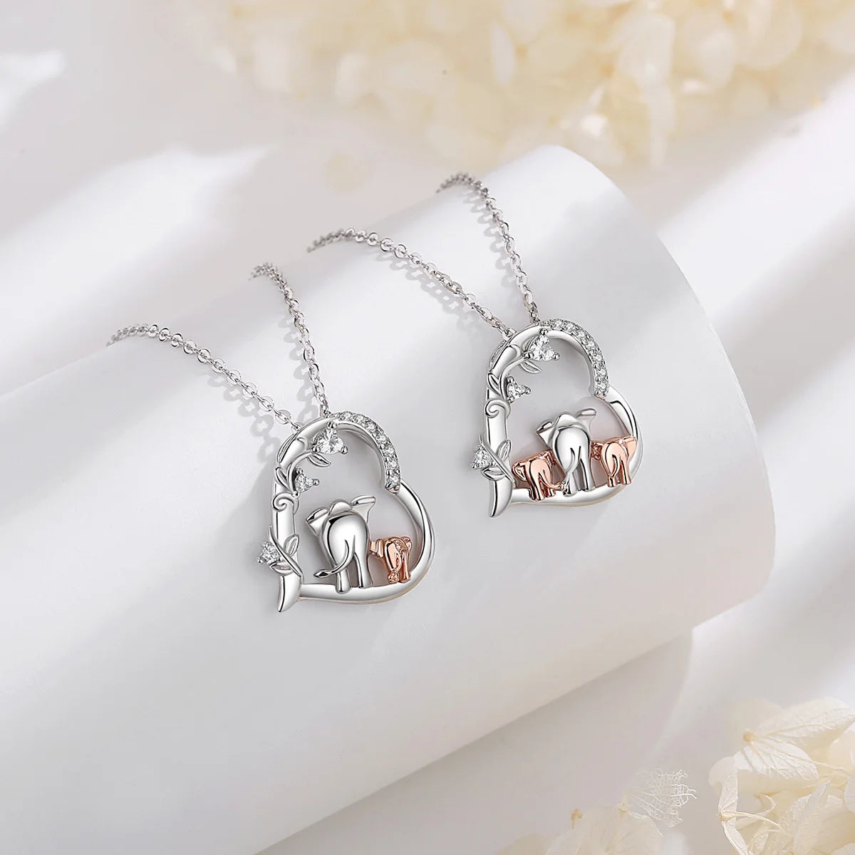 Necklace Mother & Baby Elephant Heart