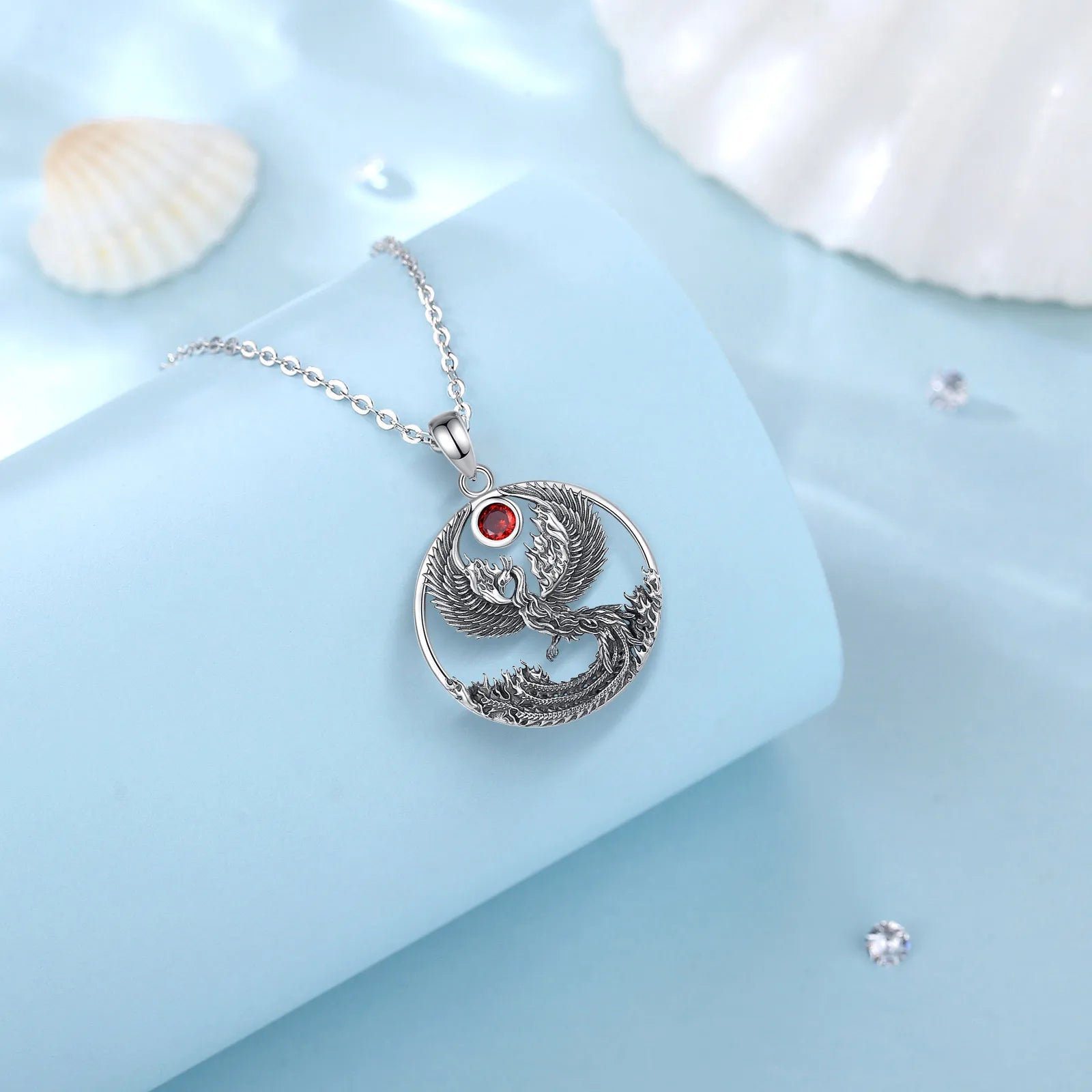 Necklace Phoenix Sun Sterling Silver