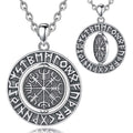 Runes viking 925 Sterling Silver for Women Man Compass Norse Viking Amulet Necklace rotatable