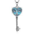 Necklace for Women 925 Sterling Silver Tree of Life Turquoise Yggdrasil key Pendant Tree Heart