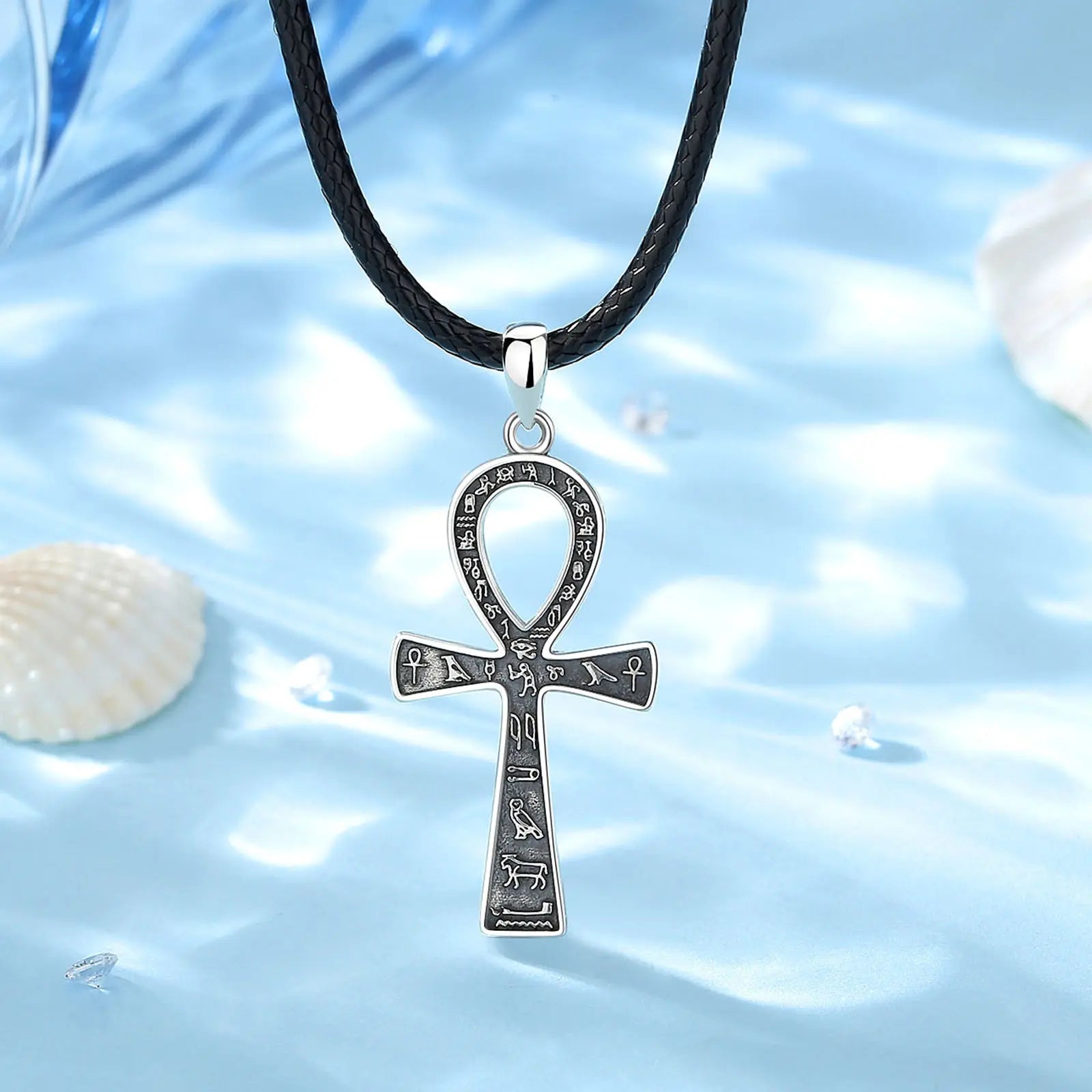Necklace for Women Man 925 Sterling Silver Ancient Egyptian Cross  Fine Ankh Cross Amulet Pendant