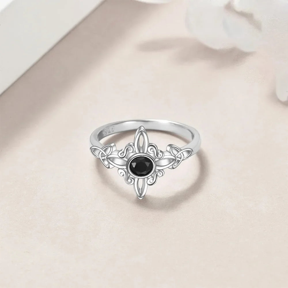 Ring Obsidian Trinity Knot