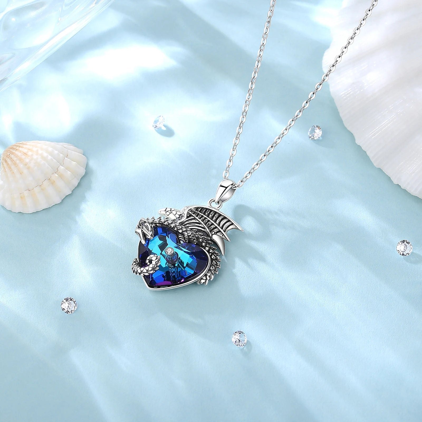 Necklace Dragon Heart Crystal