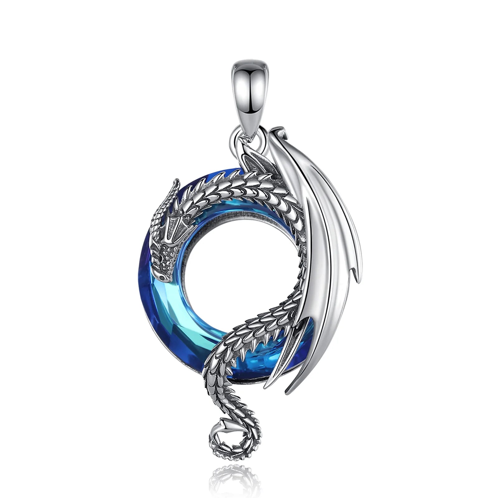 Neckalce 925 Sterling Silver Dragon  for Women Luxury Austrian Crystal Cool Dragon Trendy Jewelry