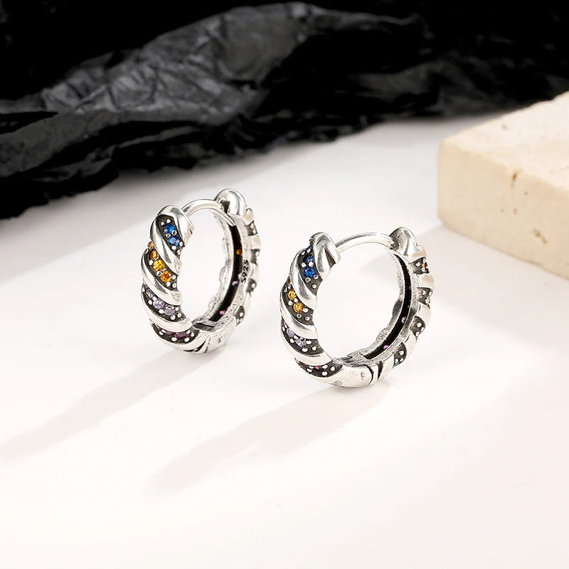 Earrings Rainbow Stripe Hoop