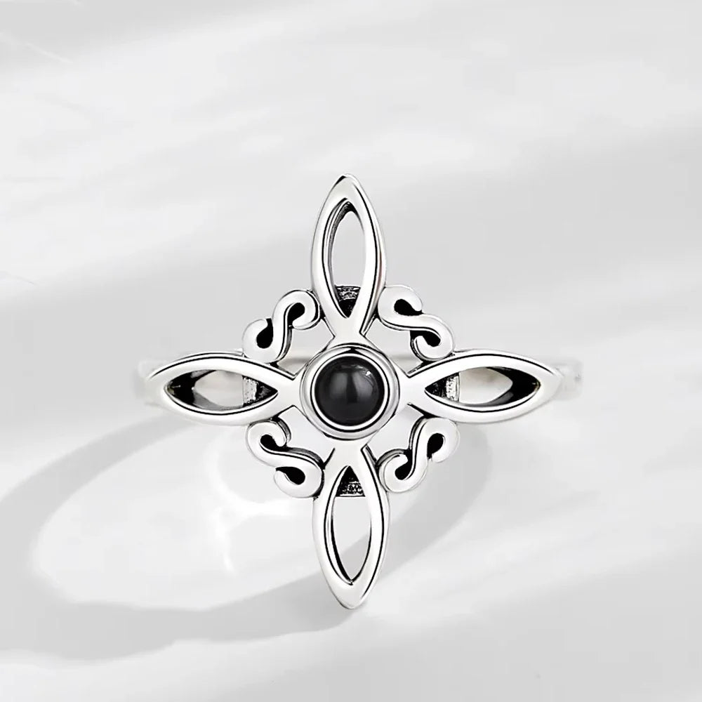 Ring Obsidian Trinity Knot