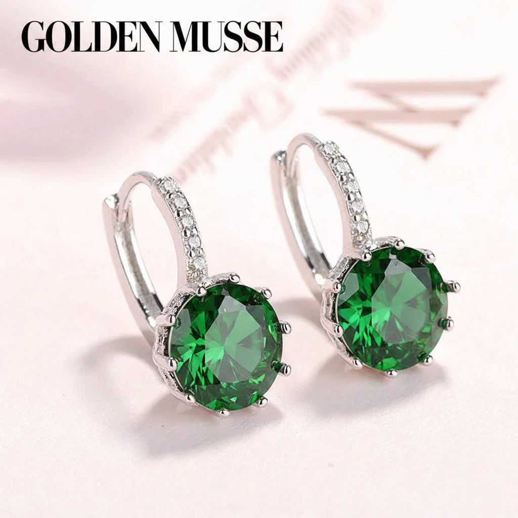 Earrings Black Crystal Hoop