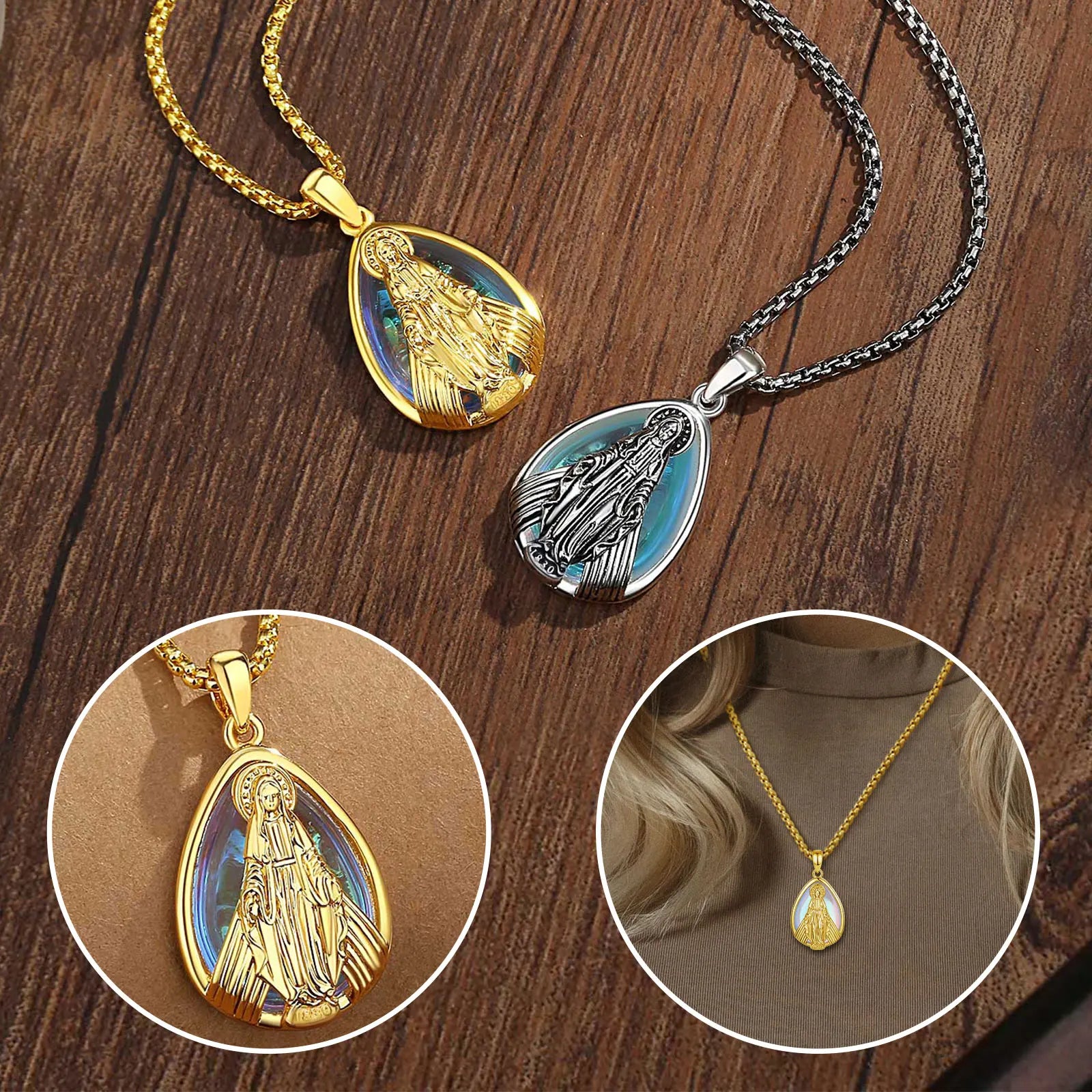 Necklace Virgin Mary Moonstone