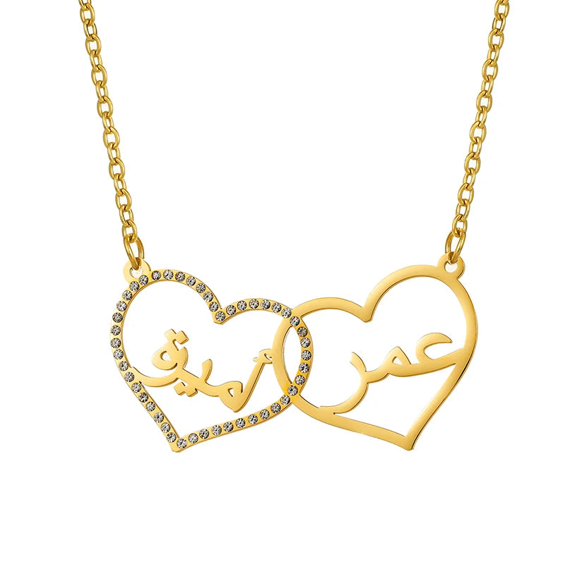 Necklace Personalized Double Heart Arabic