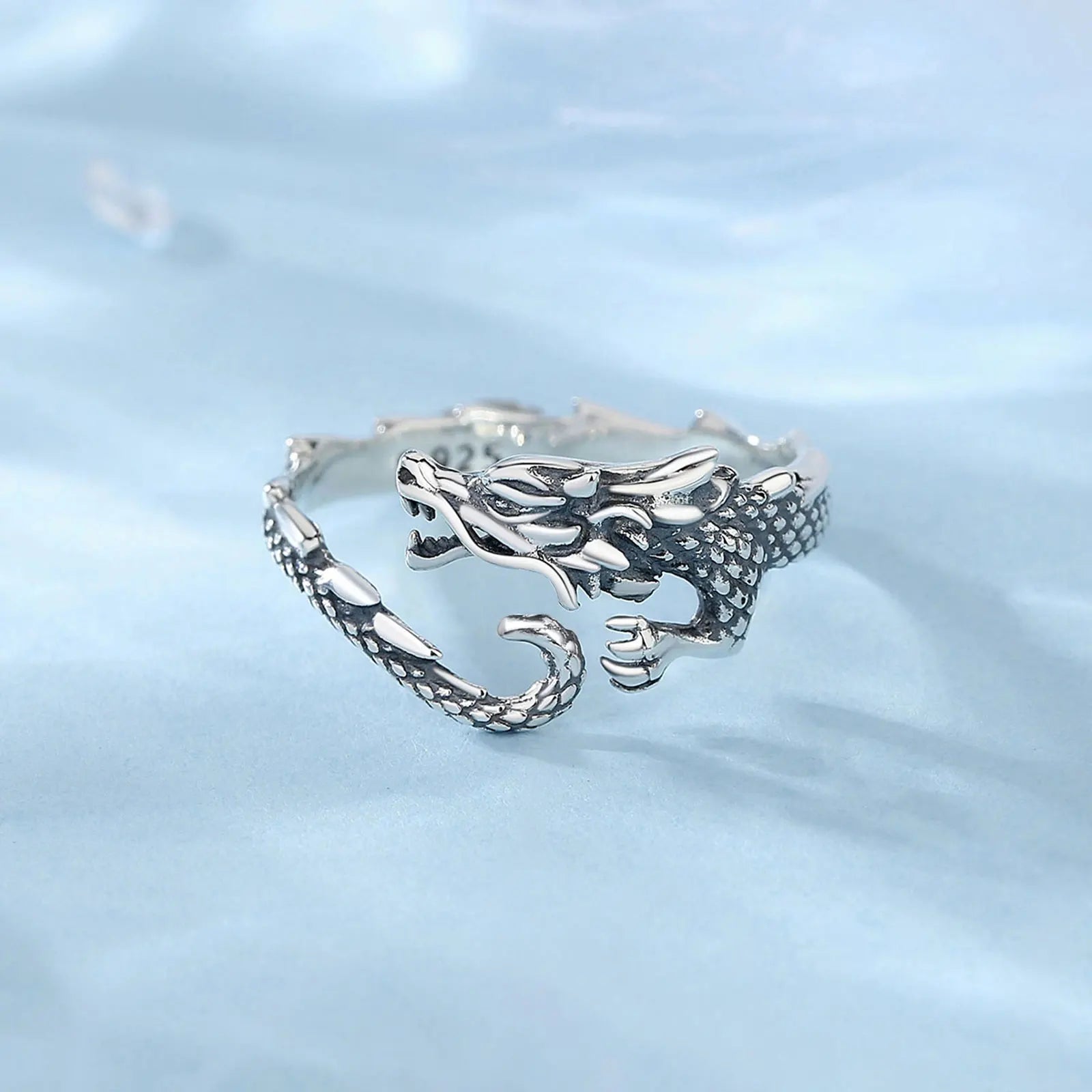 Ring 925 Sterling Silver Cool Dragon Adjustable for Men Women Temperament Personality Dragon Ring vintage Jewelry Gift