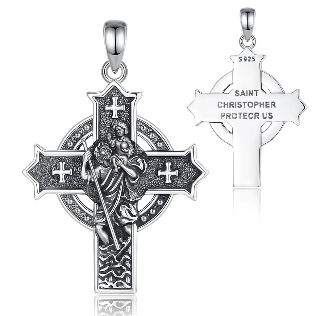 Necklace Saint Christopher Cross Pendant