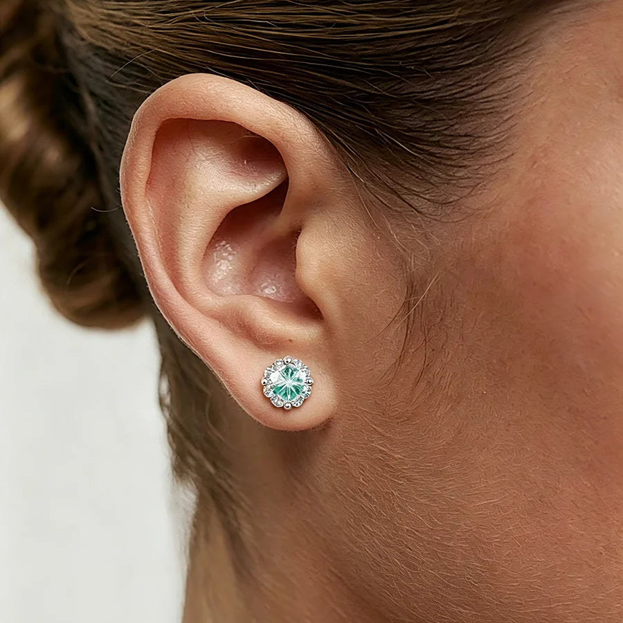 Earrings Green Clover Stud