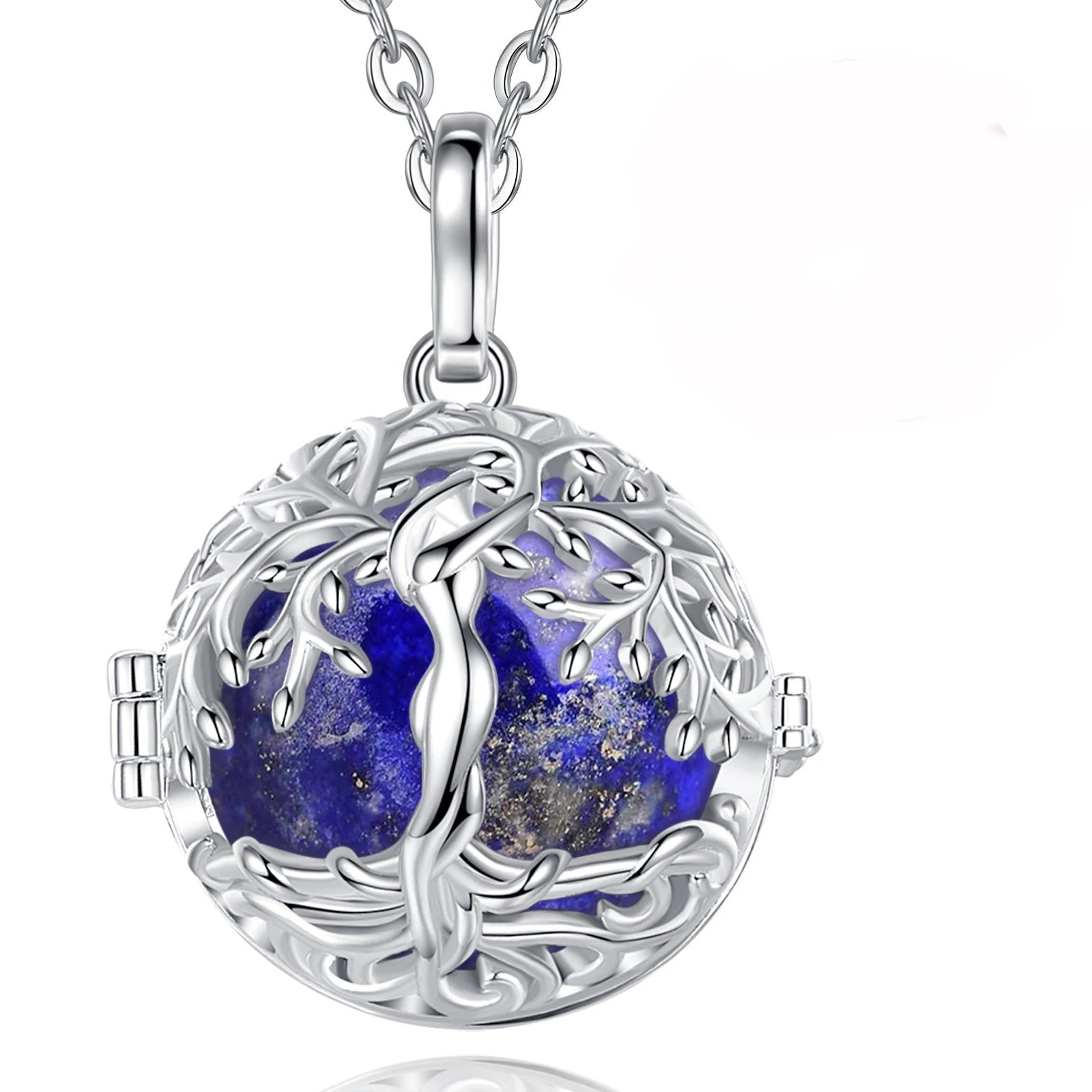 Necklace Tree of Life Cage  Amethyst Energy Healing Crystal Stone Jade Lapis Pendant Spiritual DIY