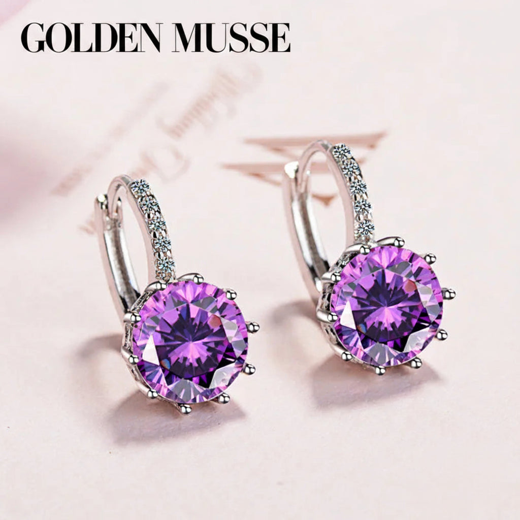 Earrings Black Crystal Hoop