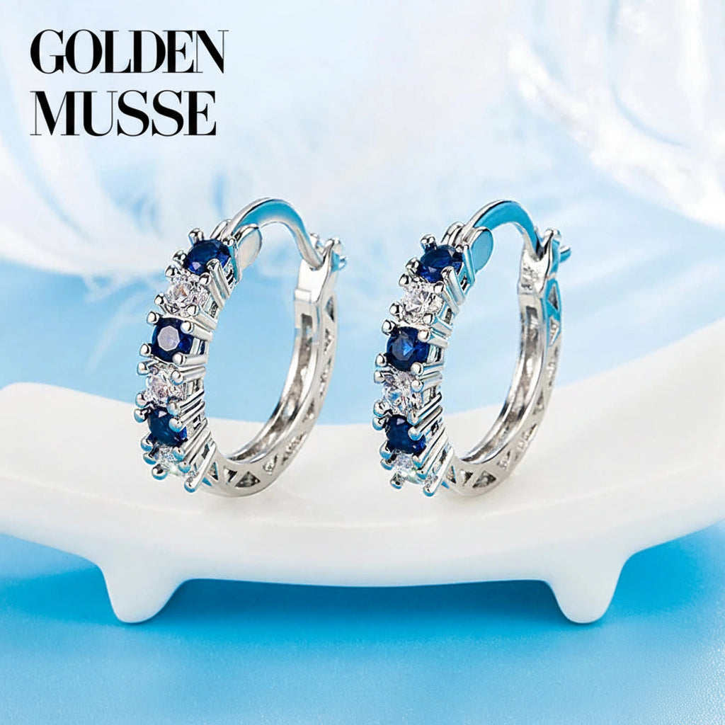 Earrings Aquamarine Hoop