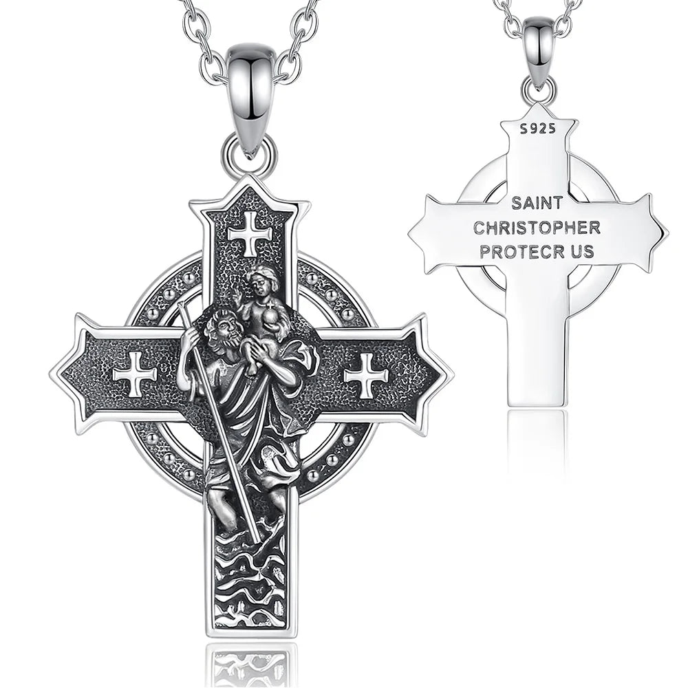 Necklace Saint Christopher Cross Pendant