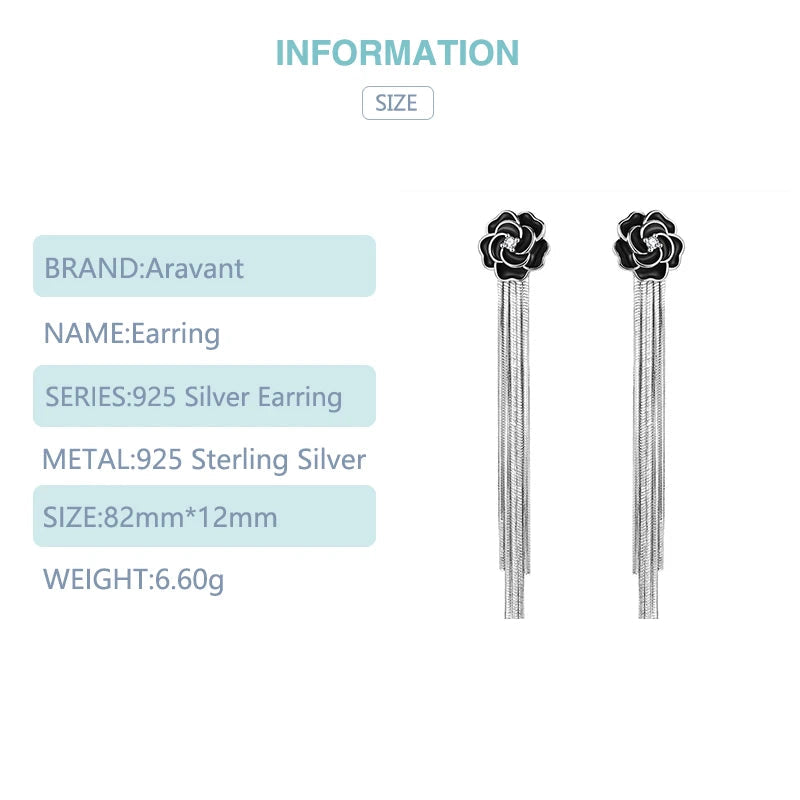Earrings Black Rose Drop