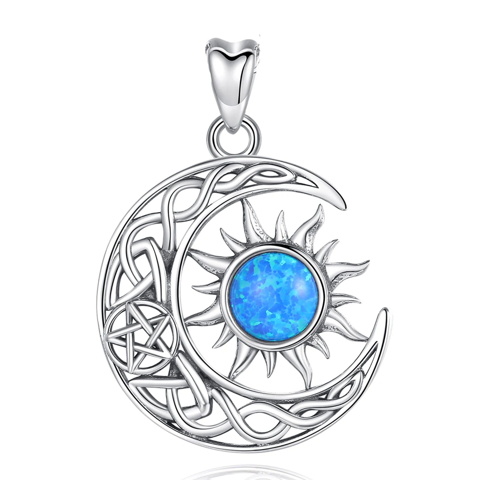 Necklace for Women & Man  925 Sterling Silver Sun Moon Pentagram Viking Celtic knot Moon Pendant Fine Jewelry party