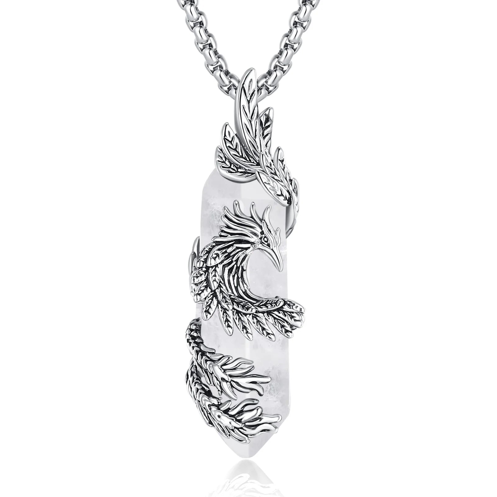 Necklace Obsidian Phoenix  Amethyst Carnelian Turquoise White crystal Healing Stone Pendant Spiritual